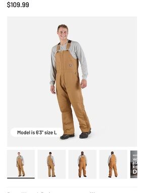 Berne Brown Workwear Bib with Black Lining